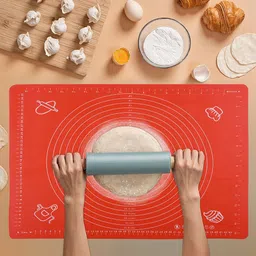 Kuber Industries 6-Pcs Red Printed Reusable Silicone Mat image 2