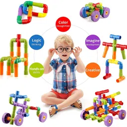 gotrimaworld "85 Pcs Colorful Pipe Puzzle Game – Creative Construction Building Set for Kids" image 3