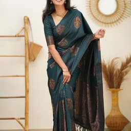 Areca Designer Pure Silk Woven Design Zari Banarasi Saree image 3