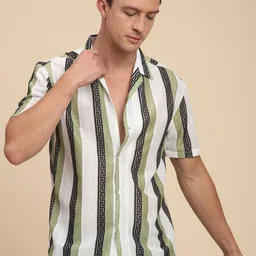 Voroxy Men Relaxed Semi Sheer Striped Casual Shirt-picture-37