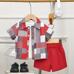 M J Fashion Unisex Kids Striped Shirt with Shorts-picture-12