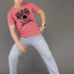 BRAWNY BATTLER Typography Printed Round Neck Cotton T-shirt image 4