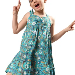 VAVA Creation Girls Floral Printed Sleeveless Cotton Fit & Flare Dress-picture-24