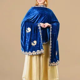 Karthav Fashion Ethnic Motifs Embroidered Velvet Dupatta with Gotta Patti image 2