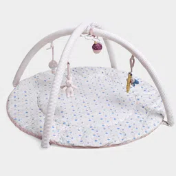 MiArcus Soft Printed Baby Play Gym Mat with Hanging Soft Toy- Cream 90x90 cm-image-2