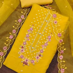 Maroosh Embroidered Silk Georgette Unstitched Dress Material image 5