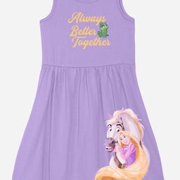 YK Disney Girls Typography Printed Round Neck Fit & Flare Dress-picture-15