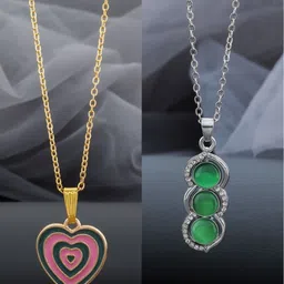 Birado Jewellery Set Of 2 Stainless Steel Gold-Plated Heart Shaped Pendants With Chains-image-55