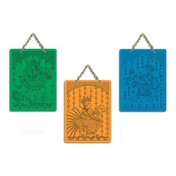 ArtVibes Set Of 3 Multicoloured Wood Kalamkari Art Wall Hanging image 5