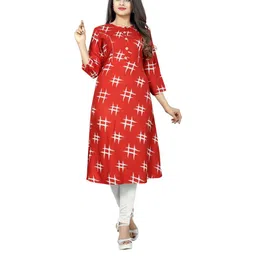 SAARAH Three-Quarter Sleeves Round Neck Knee Length Kurtas-image-62
