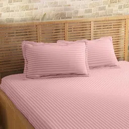 Sleeping Owls- because your sleep matters Rose Striped 210TC King Bedsheet Set-2.7mX2.7m image 3