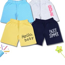 WORTON FASHION Kids Pack of 4 Typography Printed Shorts-picture-33