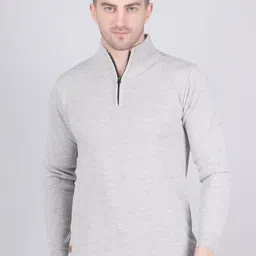 The Roadster Lifestyle Co Textured Acrylic High-Neck Sweater with Zip Closure-image-51