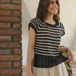 KPOP Women Striped Pullover Sweater image 1