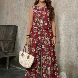 PIMU Printed Round Neck Top & Palazzo Co-Ords image 4