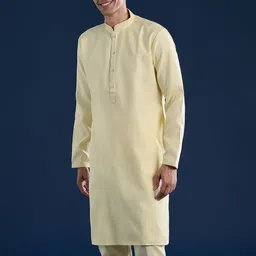KALKI Fashion Men Regular Mirror Work Kurta with Trousers image 5