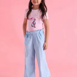 U.S. Polo Assn. Kids Girls Self Design Pleated Pure Cotton Parallel Trousers-picture-21