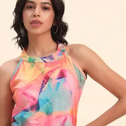 CORSICA Women Abstract Print Haler Neck Regular Top-picture-40