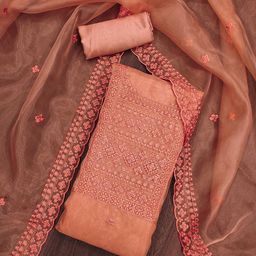 SAINOOR Floral Embroidered Organza Unstitched Dress Material-picture-17