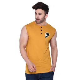BEYOU FASHION Men Solid Sleeveless Cotton Slim Fit T-shirt-image-58