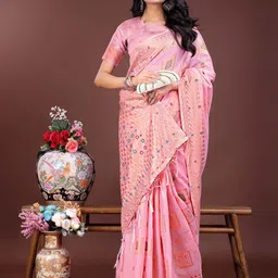 LeeliPeeri Designer Woven Design Zari Linen Blend Saree image 5