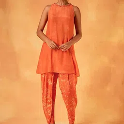 SAUNDH Alora Solid Round Neck Embellished Sleeveless Tunic-picture-48