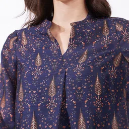 FableStreet Women Ethnic Motifs Printed Mandarin Collar Top image 4