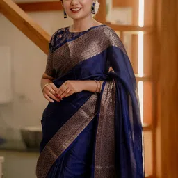 KALINI Woven Design Zari Silk Blend Banarasi Saree image 2