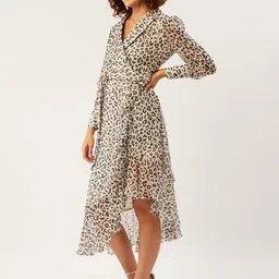 ANVI Be Yourself Animal Print Ruffled Chiffon A-Line Midi Dress image 4