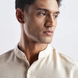 THE BEETEL HOUSE Men Milange Linen Look Regular Slim Fit Casual Shirt image 2