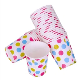 sauran (Pack of 100) Cocktail Cold Drink Juice Paper Cups (DG38) Glass Water/Juice Glass image 2