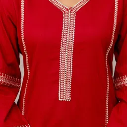 RAISHREE Women Panelled Thread Work Pure Cotton Kurta with Trousers image 5