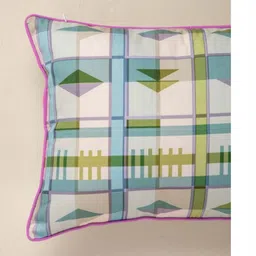 FREEDOM TREE Cambaya Herringbone Blue & White Printed Cotton Rectangle Cushion Cover image 2