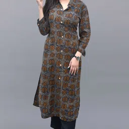 fancify Women Printed Viscose Rayon Straight Kurta image 3