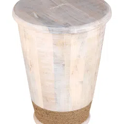 Metalsmith Beige Wooden Bedside Table image 3