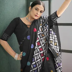HERE&NOW Printed Pure Cotton Ikat Saree-picture-15