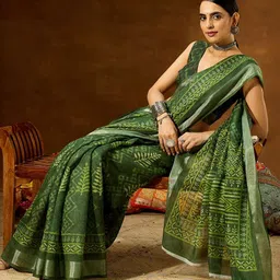 Janasya Floral Printed Saree-image-0