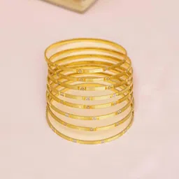 Zeraki Jewels Set of 8 Gold-Plated Stone Studded Bangle image 4