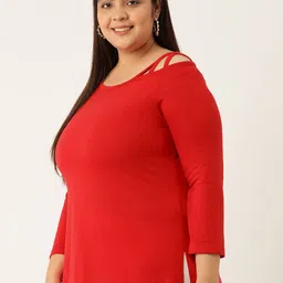 theRebelinme Women Round Neck Pure Cotton Plus Size A-Line Top image 2
