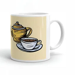Mr UVD White & Brown Graphic Printed Ceramic Glossy Cups- 350 ml image 3
