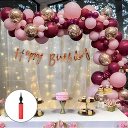Special You 69 Pcs Maroon & Pink Birthday Decorations-image-34