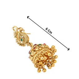 aadita Gold-Plated Stones-Studded & Beaded Temple Jewellery Set image 4