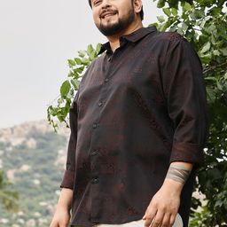 Instafab Plus Men Plus Size Comfort Fit Floral Printed Spread Collar Cotton Casual Shirt-picture-29