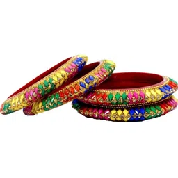 Only Offers Set Of 2 Multi Glass Artificial Stones & Beads Bangle image 3