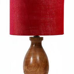Devansh Red Wood Traditional Cylindrical Shaped Table Lamp-picture-31