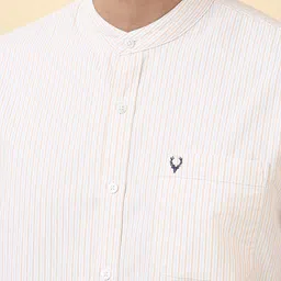 Allen Solly Men Vertical Striped Band Collar Pure Cotton Casual Shirt image 4