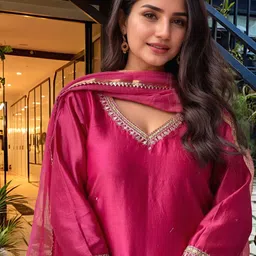 Aaghnya Women Floral Embroidered Kurta with Trousers & Dupatta image 3