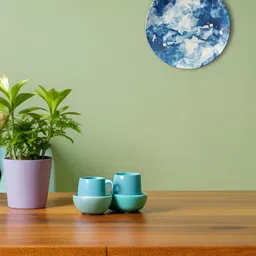 THE QUIRKY HOME Splatters of Blue Blue & White Printed Ceramic Wall Plate-image-81