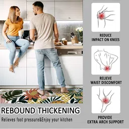 Deoxys 2-Pcs Brown & Blue Printed Antiskid Printed Anti-Skid Floor Mats & Dhurries image 5