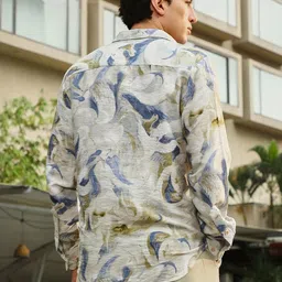 Campus Sutra Men Comfort Fit Abstract Printed Spread Collar Casual Shirt image 3